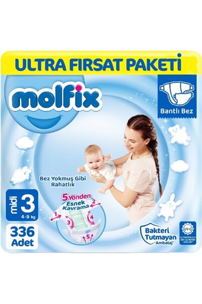 Molfix Bebek Bezi Ultra Fırsat Paketi Midi 3 No 112 Li X 3 Adet