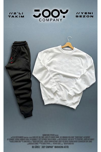 Jooy Company White Crew Neck Φούτερ Μαύρο Φούτερ Σετ 2 τεμαχίων Συνδυασμός
