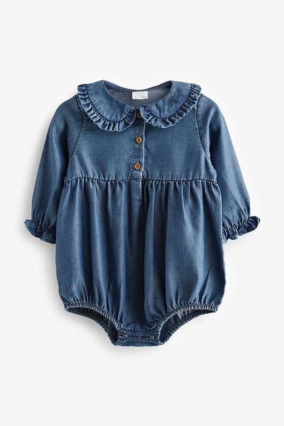 Next Baby 100% Cotton Denim Salopet Socks Set