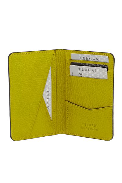 Tergan Yellow Leather Unisex Card Holder 01645t7a