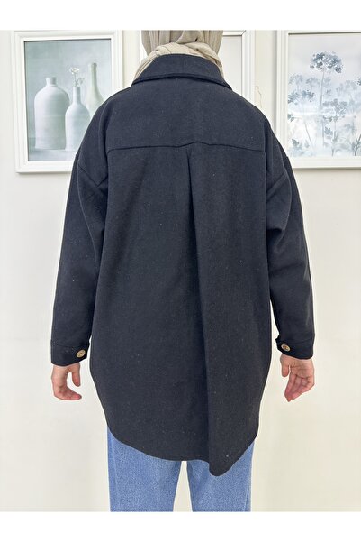 Smy moda Жіноча сорочка з кашне, кишенями та ґудзиками, чорна