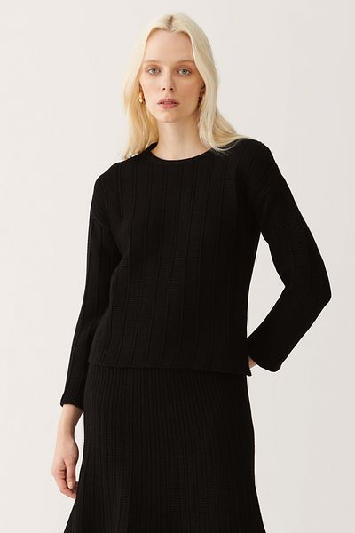 Perspective Γυναικεία πλεκτή μπλούζα Lien Black Color