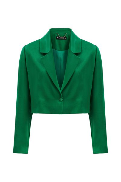 Perspective Caprinas Regular Fit Men's Lapel Short Length Green Color Women's Jacket