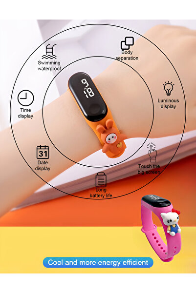 Onkatech Dijital Dokunmatik Led Ekran Su Geçirmez Figürlü Çocuk Kol Saati Bileklik 2023