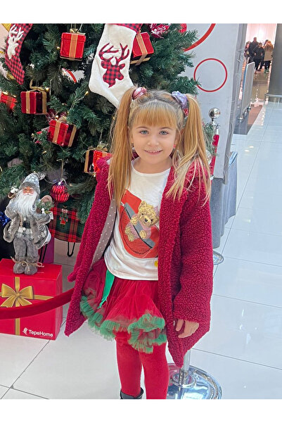 Runkli Adams Cumino Kız Çocuk Kaban Kuzu Peluş Kumaş 6-9 Yaş