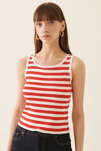 Perspective Γυναικεία πλεκτή μπλούζα Illas Navy Blue Red Color