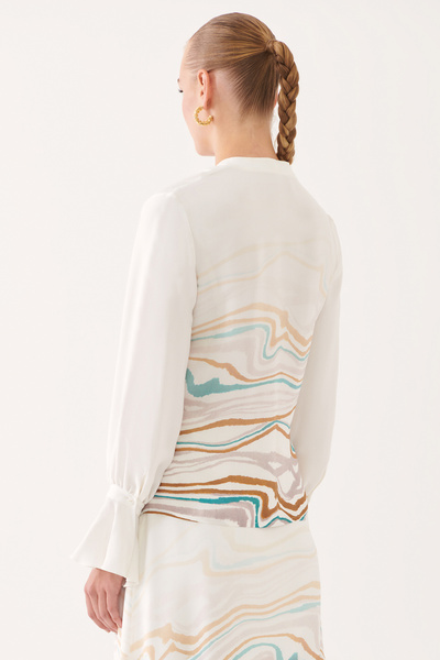 Perspective Γυναικεία μπλούζα Anns Regular Fit με λαιμόκοψη εκρού χρώματος