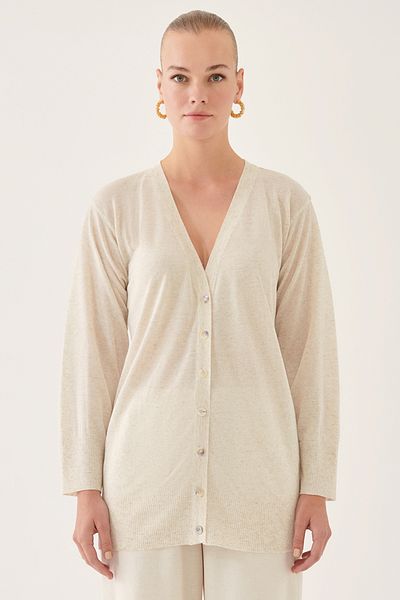 Perspective Γυναικεία πλεκτά ζακέτα Illas Beige Color