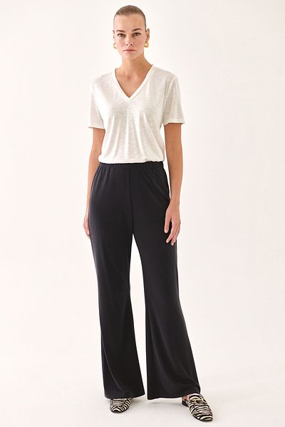 Perspective Alary Comfortable Fit Long Length High Waist Black Color Women's Pants
