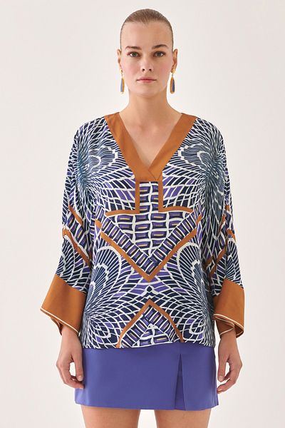 Perspective Ragnes Comfortable Fit V-neck Multicolored Blouse