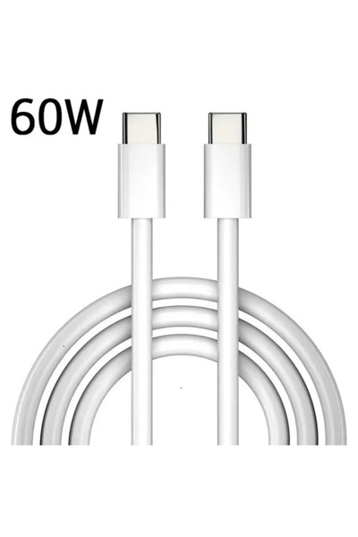 GRABONO PD to PD Type-C 60 Watt Universal Hızlı Şarj ve Data Kablosu Beyaz Fa...