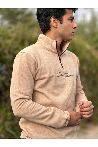 4S GLOBAL Half Zipper 3 Thread Sweatshirt with Wool Inside Half Zipper 3 Thread Regular Sweater