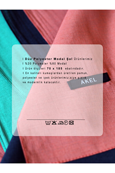 Akel Flat Modal Polyester Shawl 80 X 185 Μέγεθος