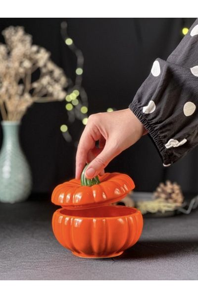 Kitchen Pembelia Decorative Luxury Medium Size Jar Pumpkin Presentation Sugar Bowl Pumpkin