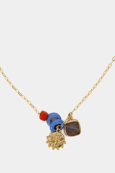 Perspective Multicolored Natural Stone Chain Charm Necklace