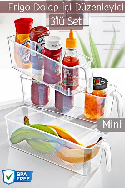 Nandy Home Mini Refrigerator & Cabinet Organizer with Frigo Handle 3 Pieces