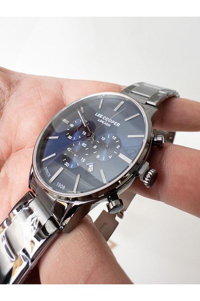 Lee Cooper Anthracite Dark Blue Dial Steel Men's Wristwatch