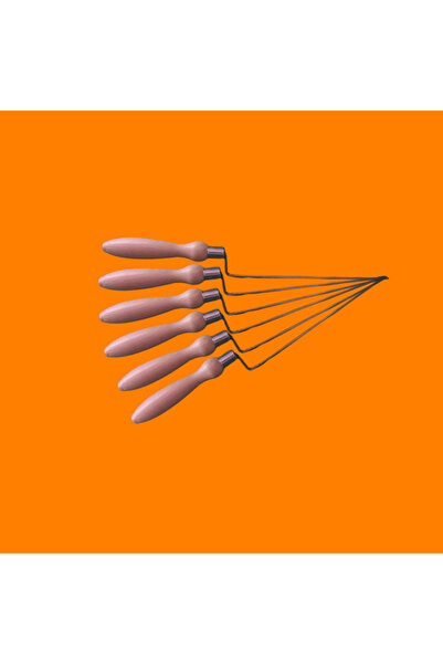 Endüstriyel Cağ Kebap Şişi 6 Adet (Krom - Gürgen Sap)