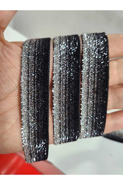 kadifecim 2 CM SILVER/BLACK DOUBLE COLOR GLITTER VELVET 5 METRE GLITTER SERIT
