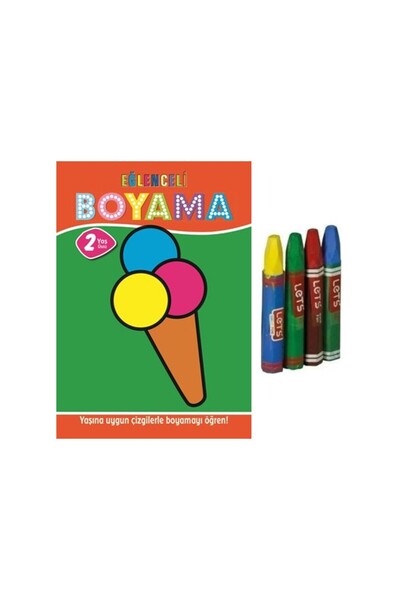 Parıltı Yayınları Okul Öncesi Çocuklar İçin Eğlenceli Boyama Kitabı Dondurma-4 Adet Pastel Boya İle