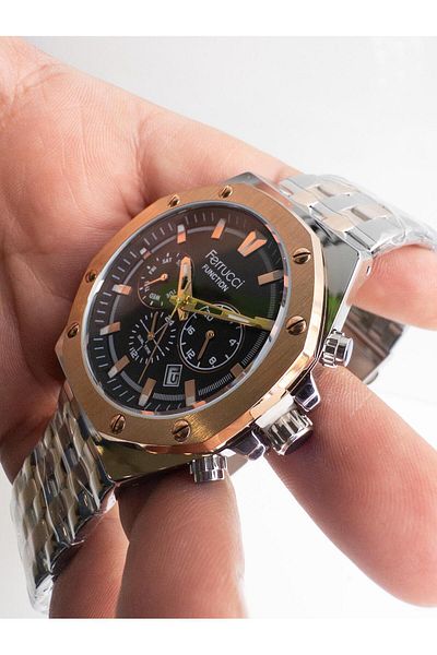 Ferrucci Dual Time Steel Men's Wristwatch