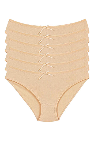 Yıldız Çamaşır Pachet de 6 chiloți bikini din Lycra pentru femei Ten