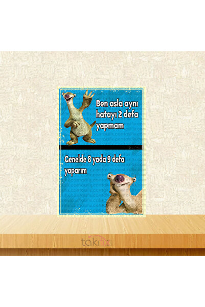 TAKIFİX Ben Asla Aynı Hatayı İki Defa Yapmam SİD 20x30 Cm Retro Ahşap Poster