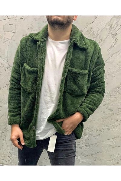 RANESA Unisex Πράσινο βελούδινο μπουφάν Welsoft με διπλή τσέπη