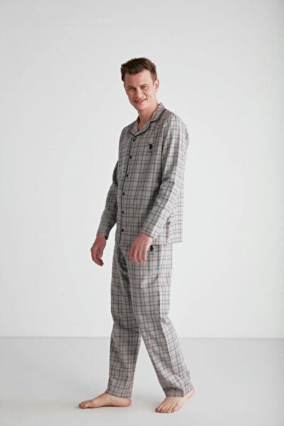 U.S. Polo Assn. U.S. Polo Assn. 18750 Ekoseli Boydan Düğmeli Gömlek Pijama Takım