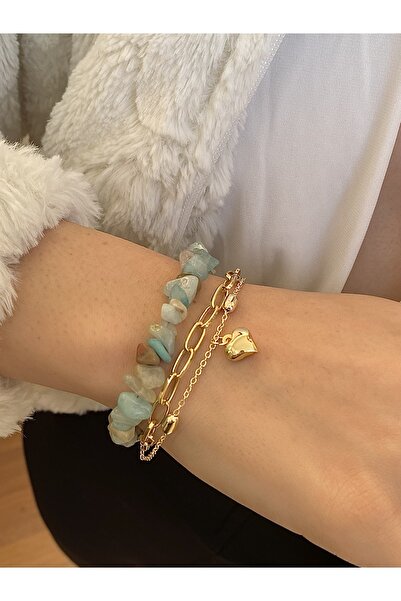 takıtarzım Agate natural stone 3-piece combination bracelet