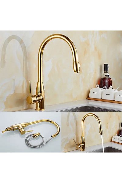 OEM Kitchen Sink Faucet Gold Design with Sprinkler New Model