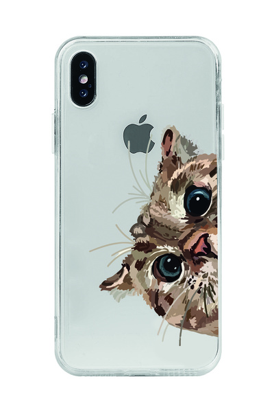 Magic Ring Iphone X / Xs Uyumlu Tatlı Kedi Desenli Şeffaf Telefon Kılıfı