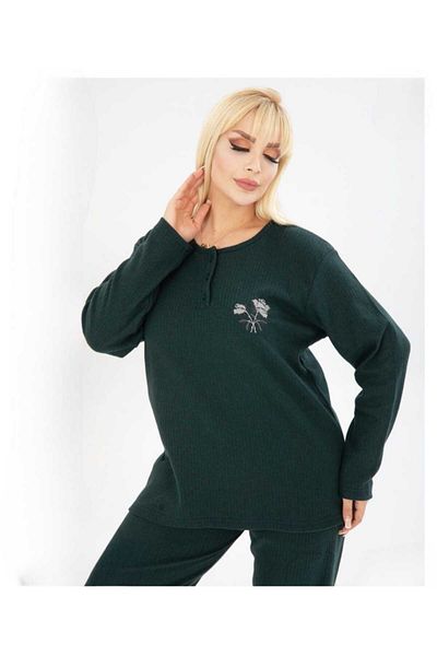 GOOD NİGHT Winter women's interlock King size pajamas suit