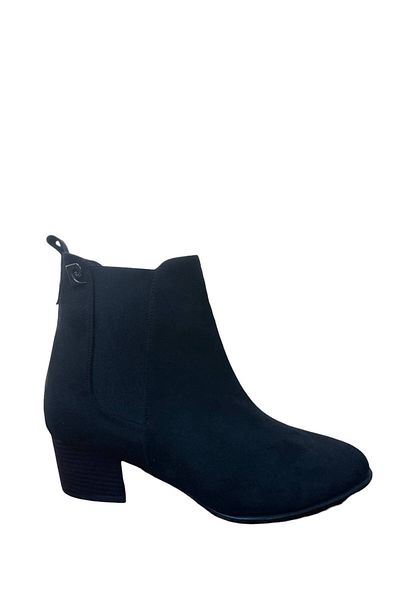 Pierre Cardin Women's Gray Thick Comfortable Fit Suede Heeled Short Boots