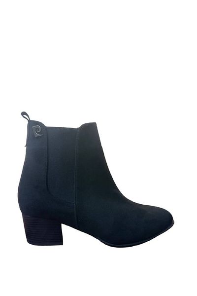 Pierre Cardin Women's Gray Thick Comfortable Fit Suede Heeled Short Boots