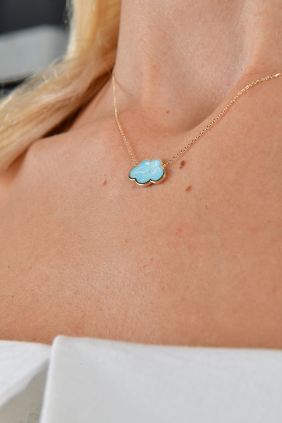 O'an Jewelry 14 Ayar Altın Mineli Bulut Kolye
