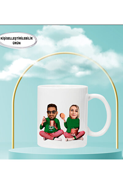KİŞİYE ÖZEL NOEL YILBAŞI EŞLİ KUPA BARDAK