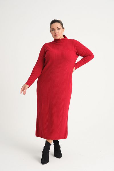 garajmood Red Half Turtleneck Knitwear Plus Size Dress