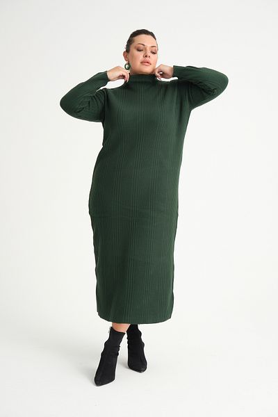 garajmood Green Half Turtleneck Knitwear Plus Size Dress