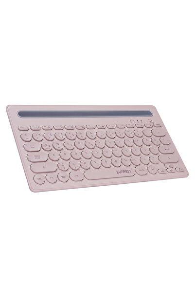 Everest KB-BT84 Pembe/Gri Bluetooth Ultra İnce+Şarjlı Q Mac/Win/Android/Ios Uyumlu Kablosuz Klavye