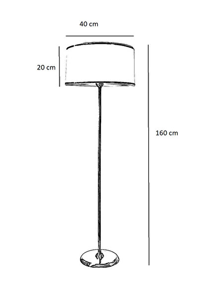 Lampada Rita Black Metal Lambader - Hasır Gri Krom Şeritli