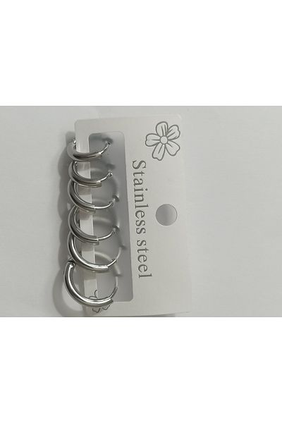 Power Es 316L Steel 6-Piece 3 Size Hoop Earrings Set