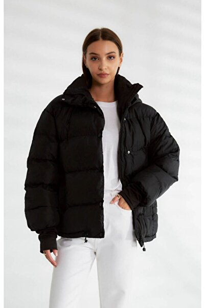 REFİŞ BUTİK VE AKSESUAR Robin Puffy Black Hooded Coat