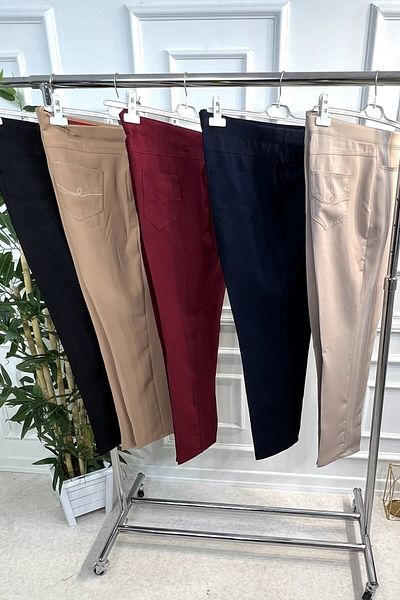 Aşkı Endam Large Size Great Pipe Leg Four-Pocket Imported Dumbbell Trousers - Mink
