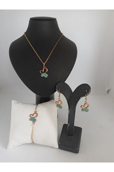 BalıkHediyelik Our Turquoise (Firuze) Stone Necklace/Earrings/Bracelet Set Models-1001
