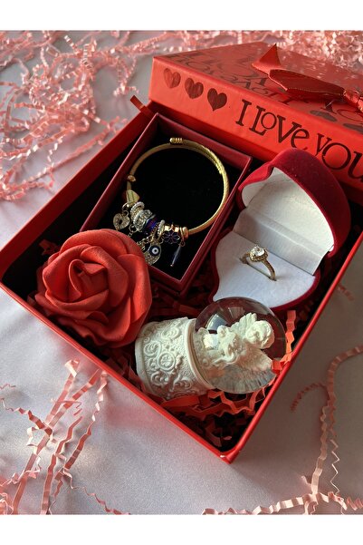nilythings Kalpli Gümüş Baget Yüzük Sevgiliye Hediye Kutu Seti
