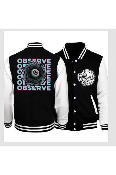 Edizen Double Direction Printed Observe 2024 Oversize Premium College Jacket 100% βαμβάκι