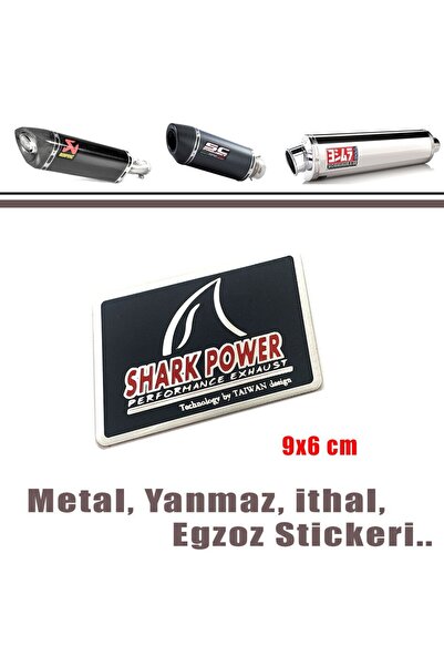 YSGMOTOPARTS Egzoz Yanmaz Metal Sticker Shark Power