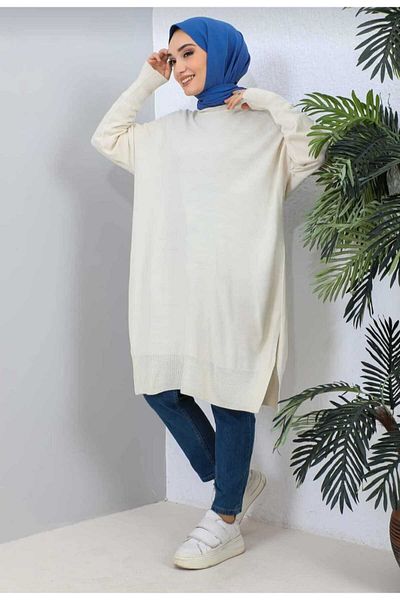 öz kütsan tekstil Πλεκτό χιτώνα Crew Neck Tunic