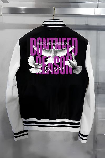 Edizen Double Direction Printed Reason 2024 Oversize Premium College Jacket 100% βαμβάκι